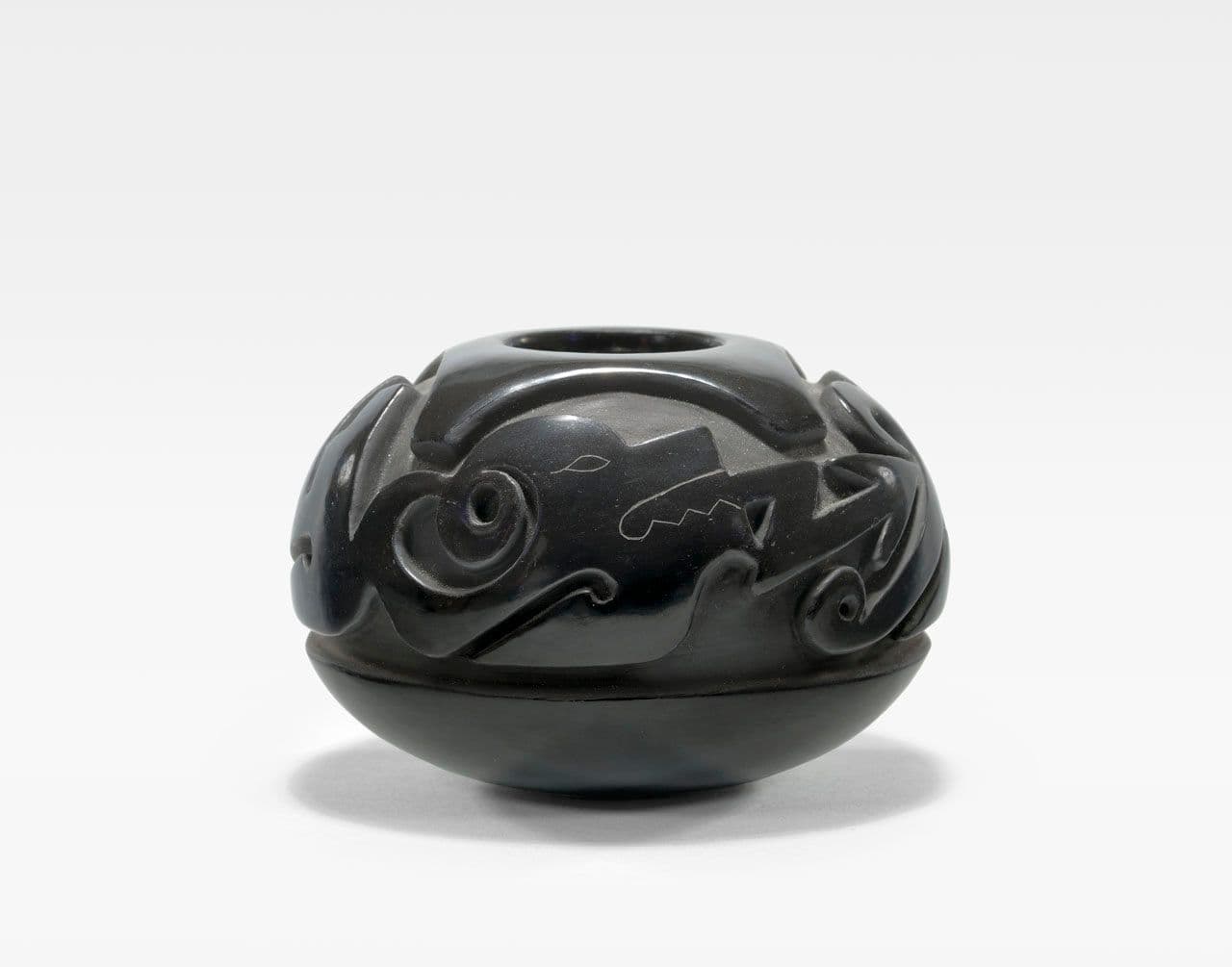 Carved Blackware Miniature Jar