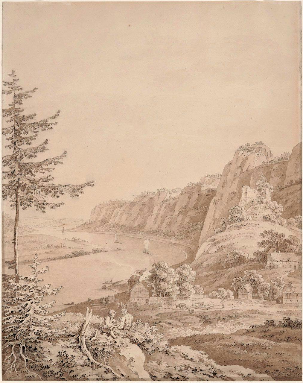 A View of the Elbe River and the Bastei Rocks in the Sächsische Schweiz, Saxony
Adrian  Zingg 
18th Century,19th Century
2006.12